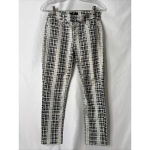 7 For All Mankind‎ Women's 27 Skinny Jeans Houndstooth Plaid Black Cream